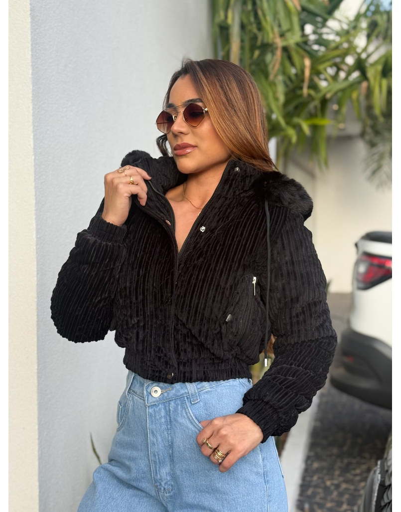 Casaco Pelo Fiorella Preto