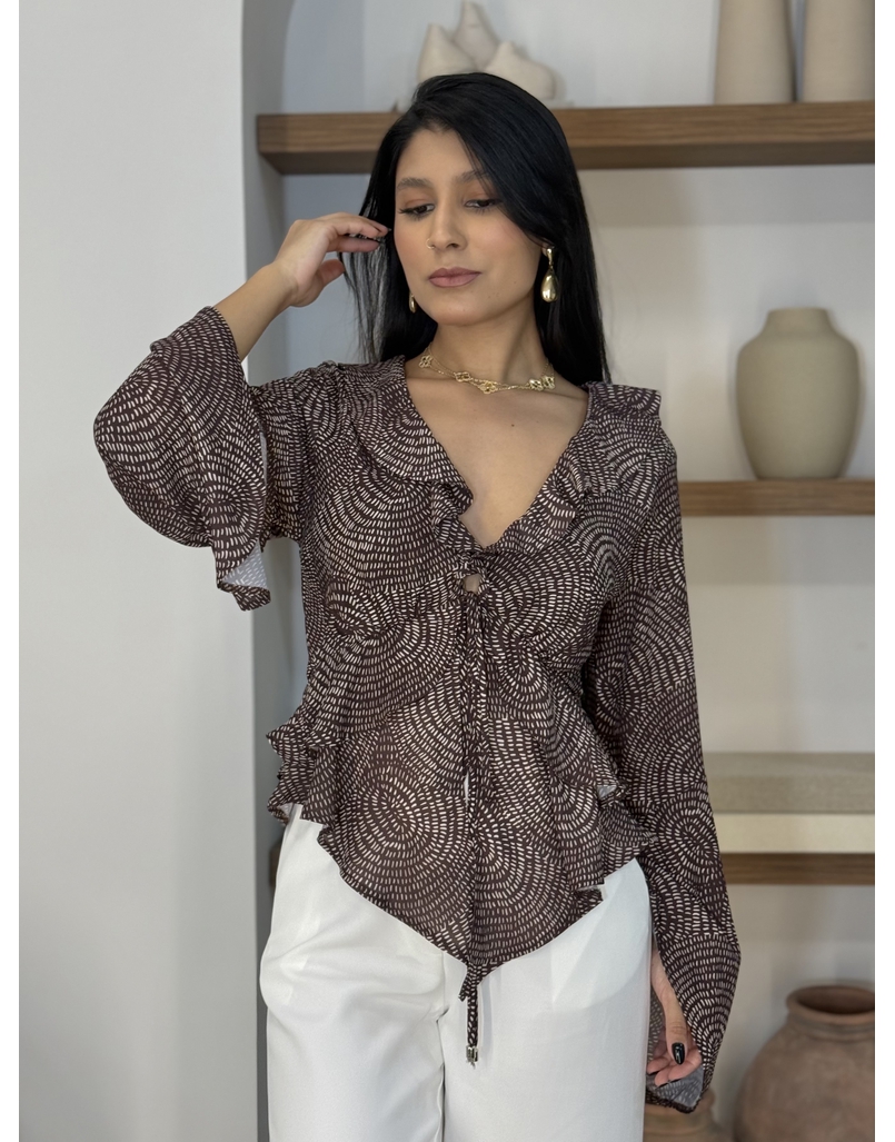 Blusa Estampada Adriele Café 