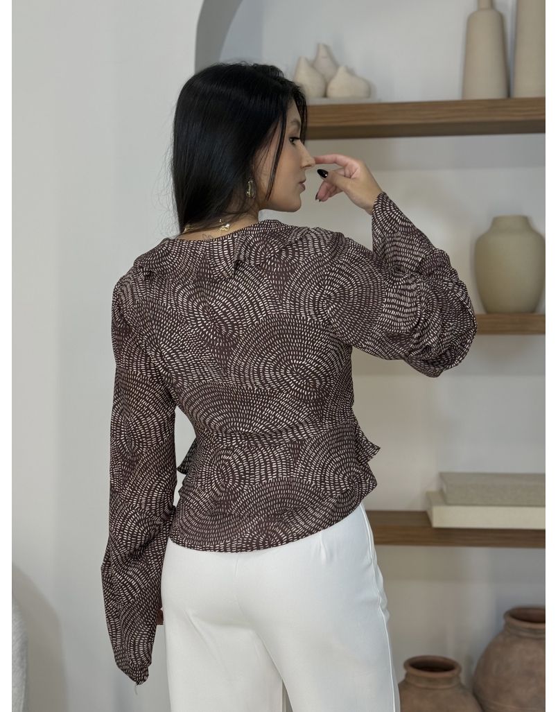 Blusa Estampada Adriele Café 