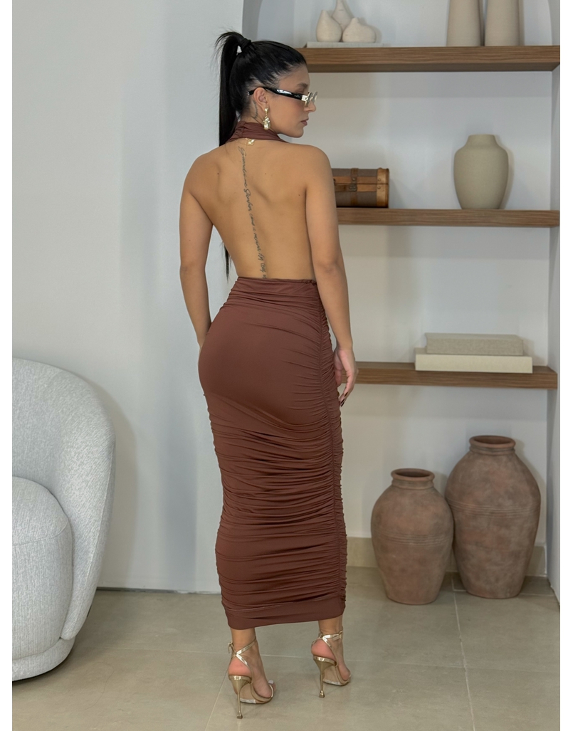 Vestido Suplex Frente Única Café 