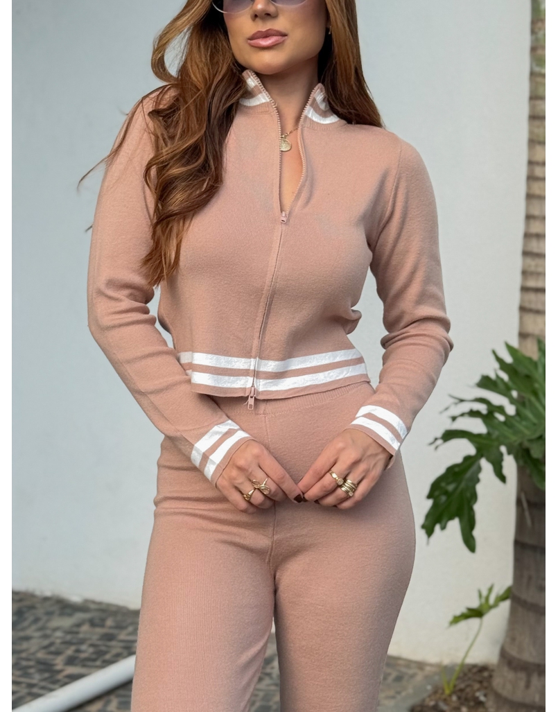 Conjunto Tricot Listra Inês Cappuccino