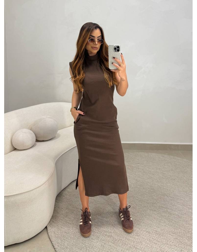 Vestido Canelado Muscle Tee Café 