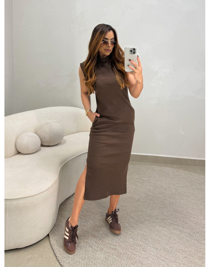 Vestido Canelado Muscle Tee Café 
