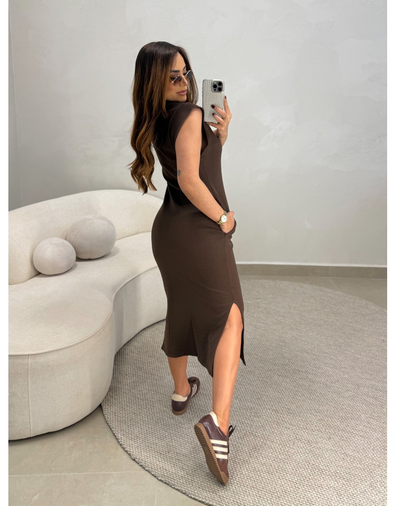 Vestido Canelado Muscle Tee Café 