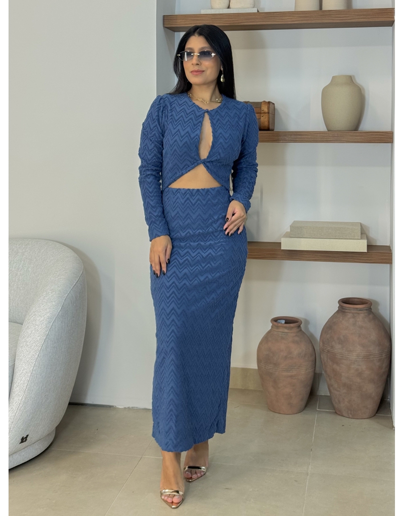 Vestido Manga Longa Amélia Azul
