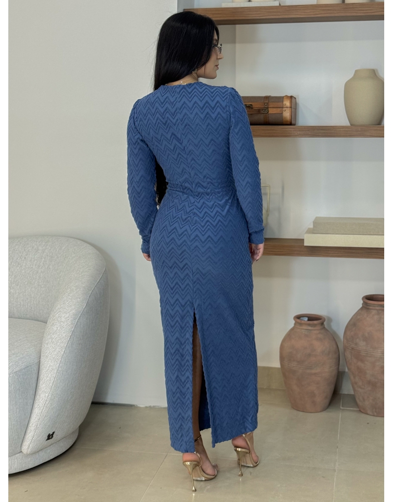 Vestido Manga Longa Amélia Azul