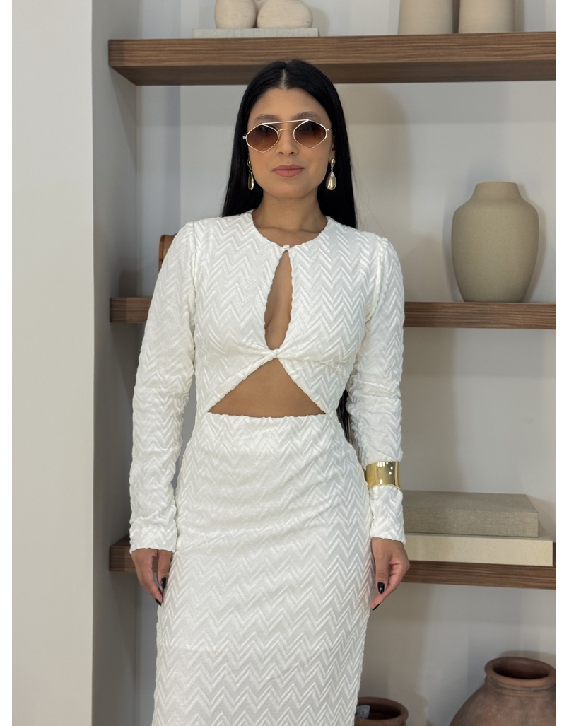 Vestido Manga Longa Amélia Branco