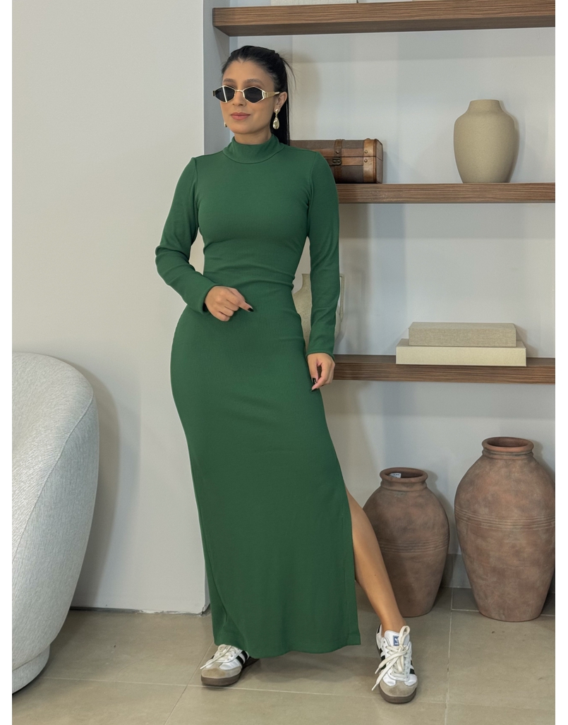 Vestido Canelado Livia Verde