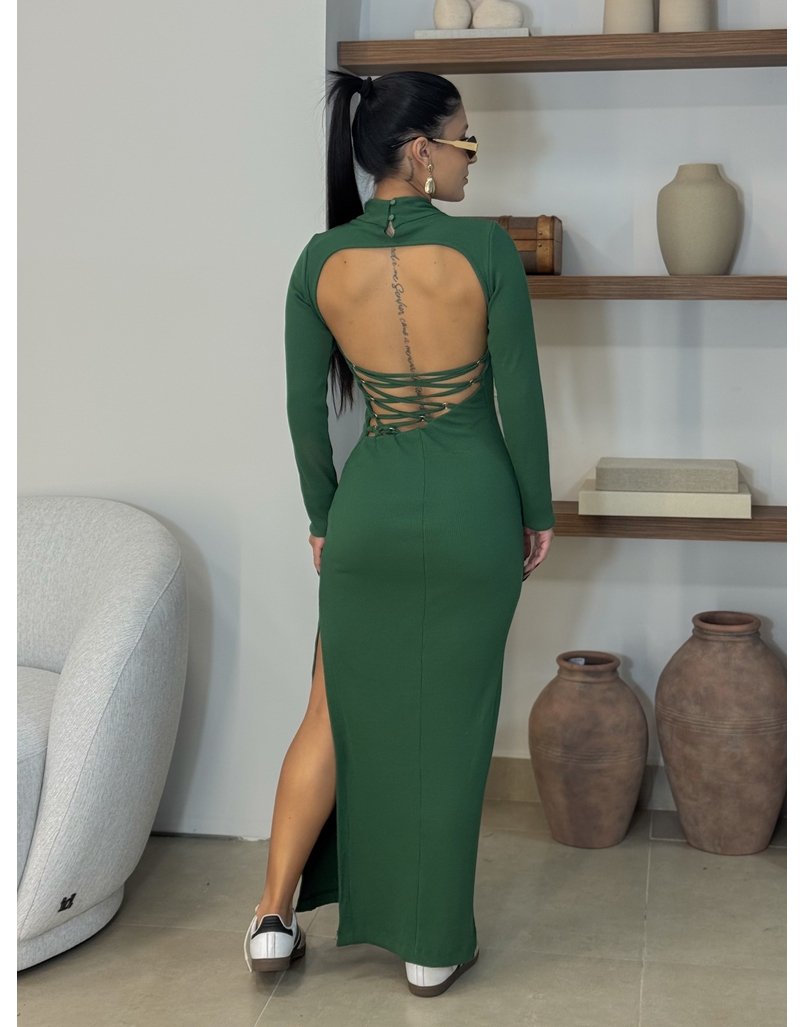 Vestido Canelado Livia Verde