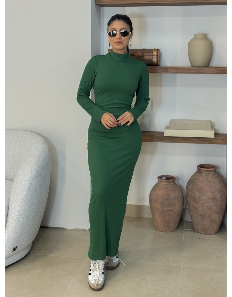 Vestido Canelado Livia Verde