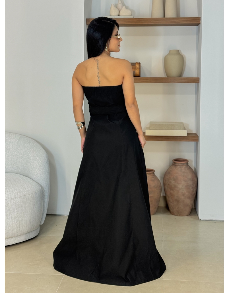 Vestido Sarjado Zíper Preto