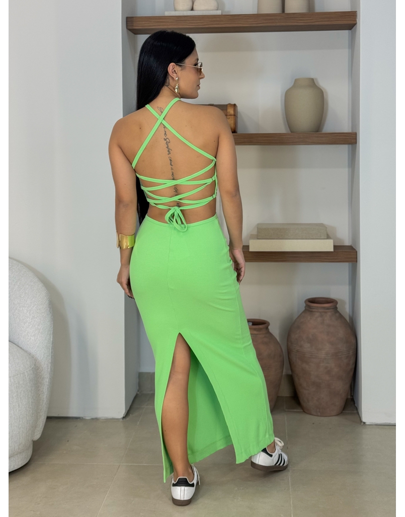 Vestido Canelado Liris Verde
