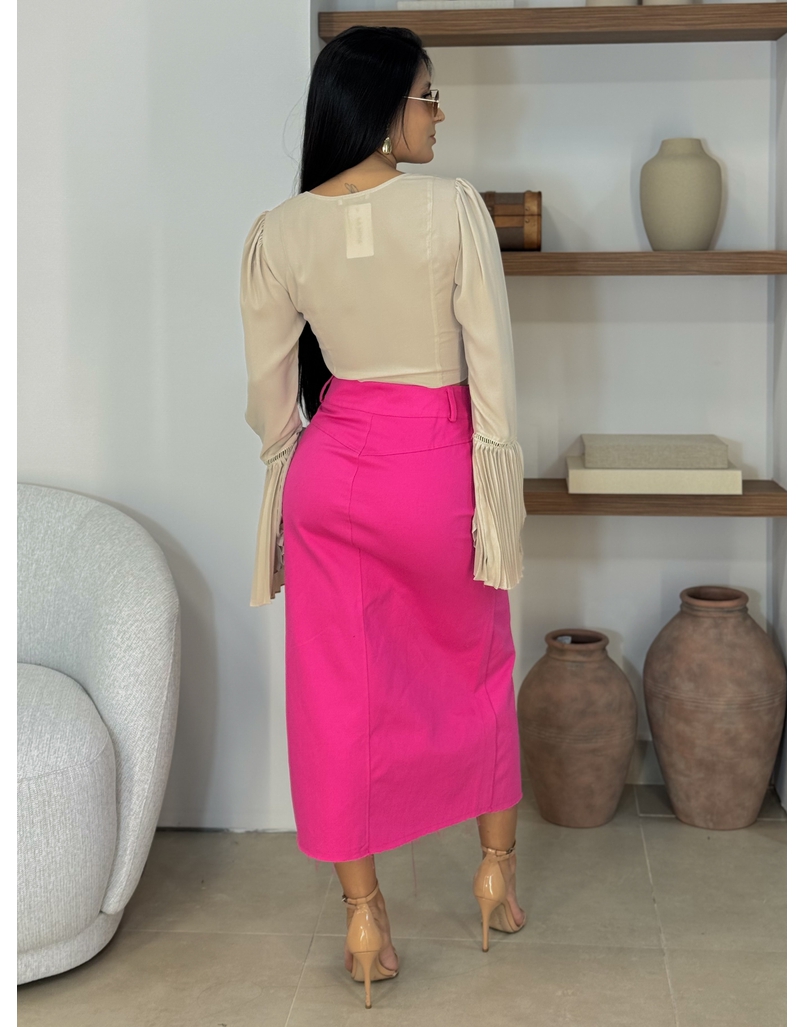 Saia Midi Sarja Laís Pink