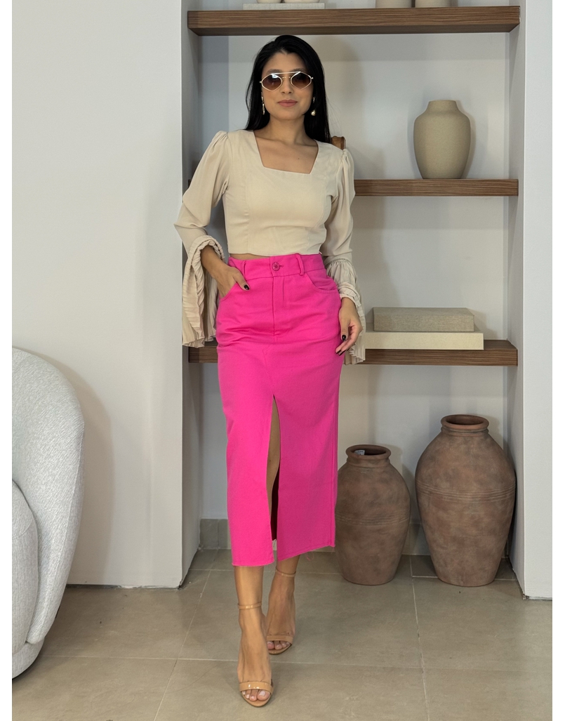 Saia Midi Sarja Laís Pink