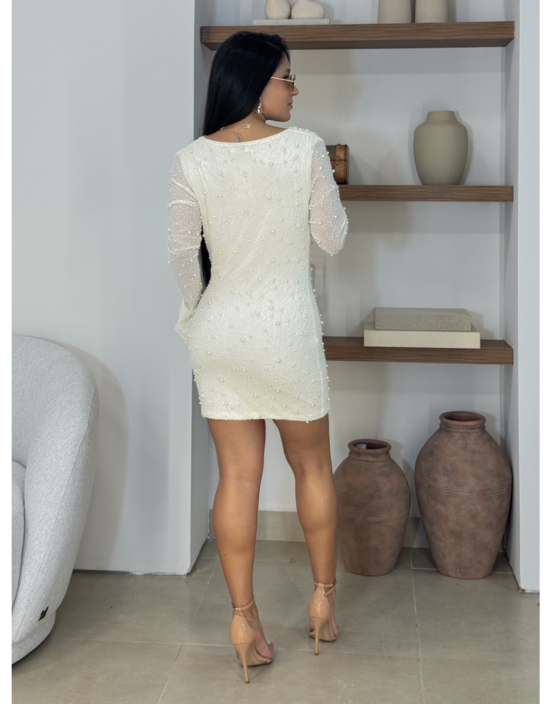 Vestido Tule Pérola Off