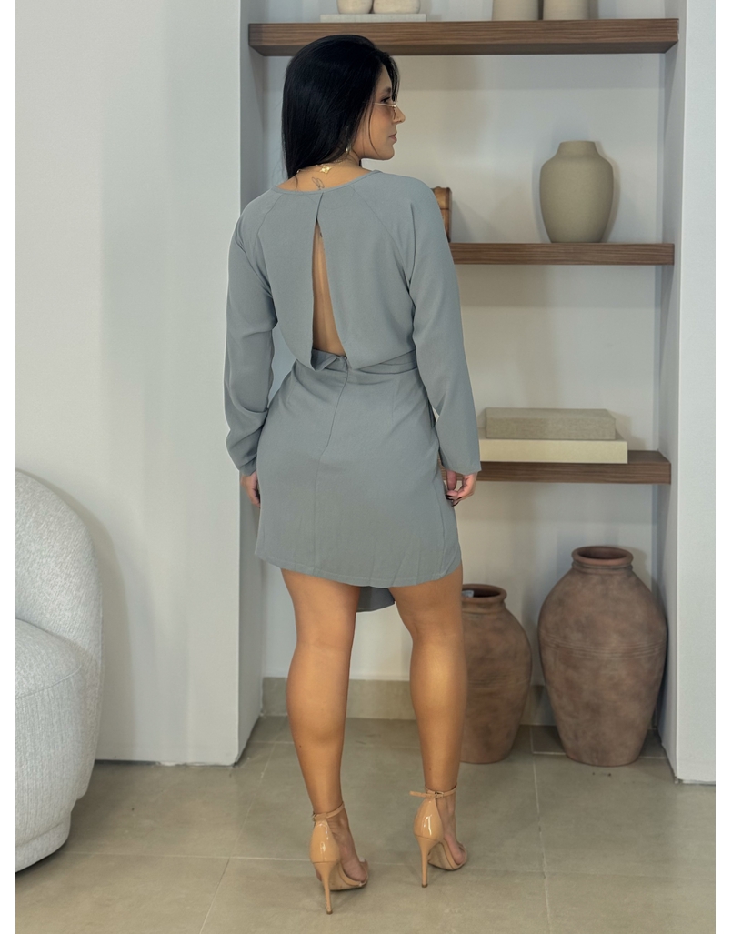 Vestido Manga Longa Katarine Cinza
