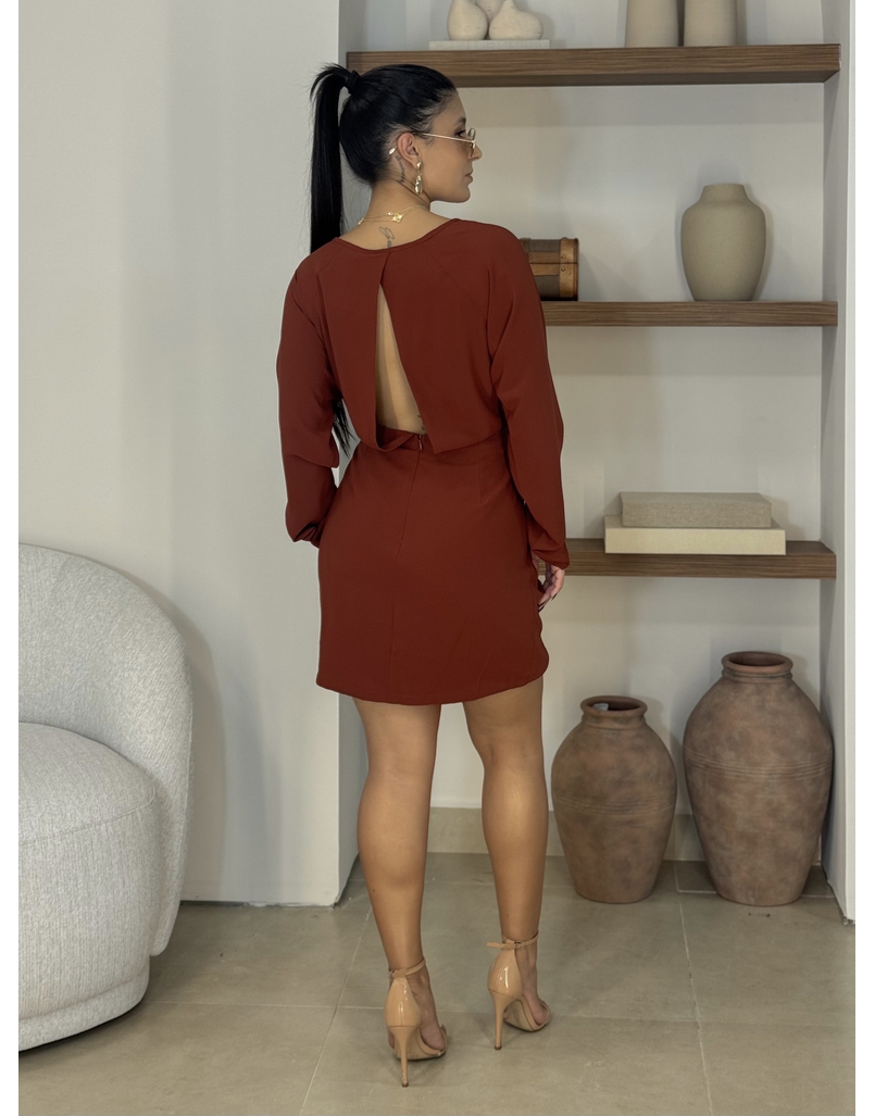 Vestido Manga Longa Katarine Telha
