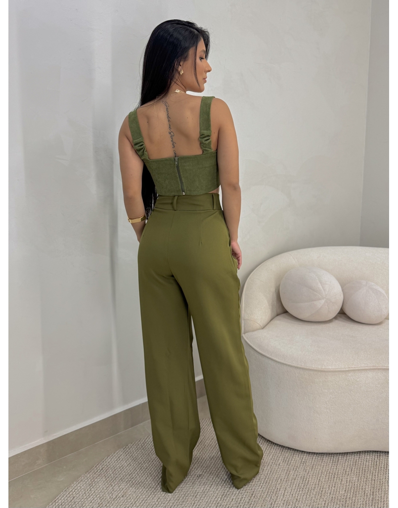 Calça Reta Alfaiataria Militar 