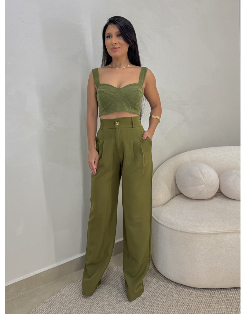 Calça Reta Alfaiataria Militar 