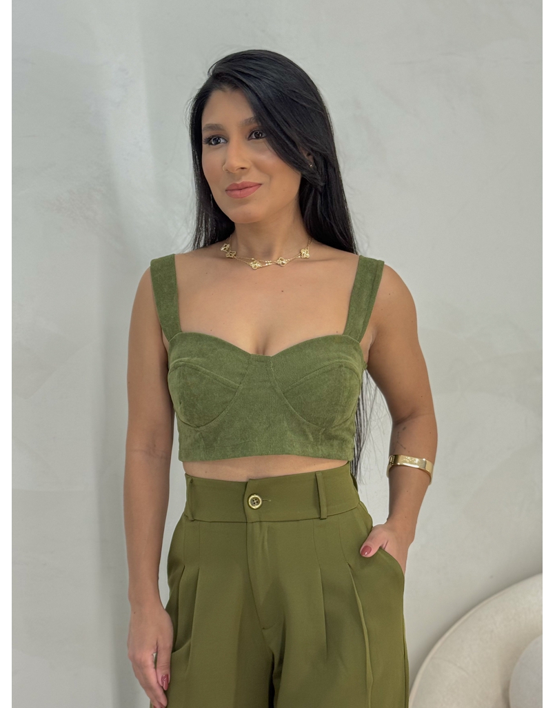 Cropped Cotelê Militar