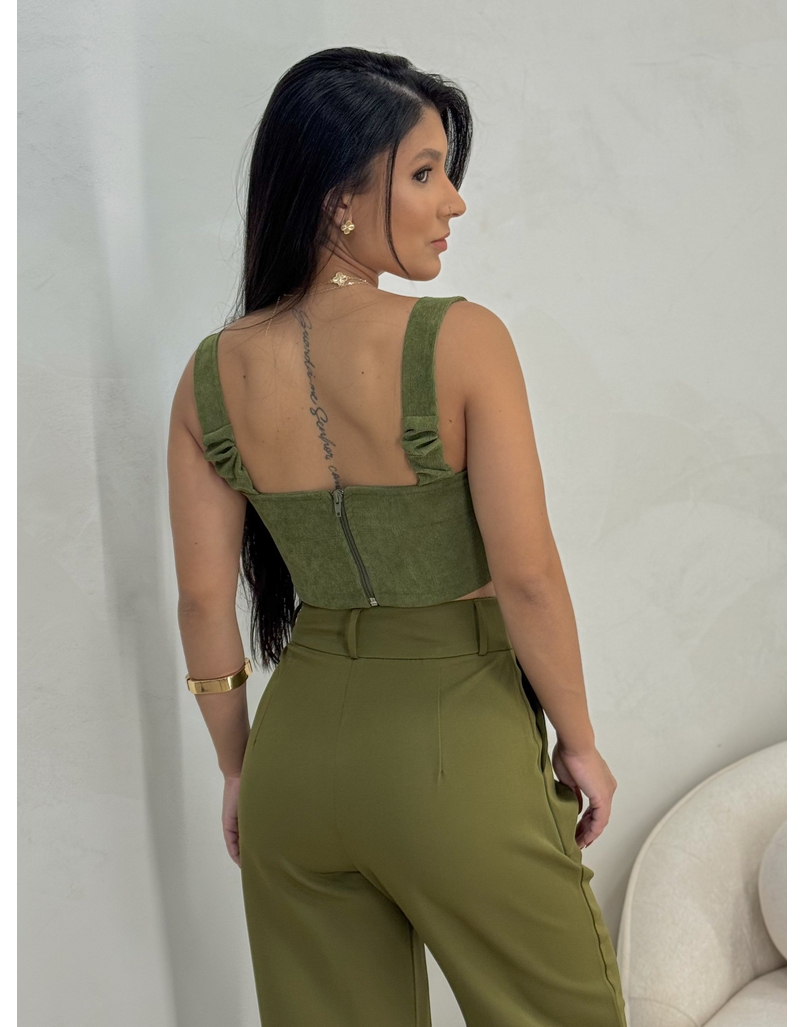 Cropped Cotelê Militar