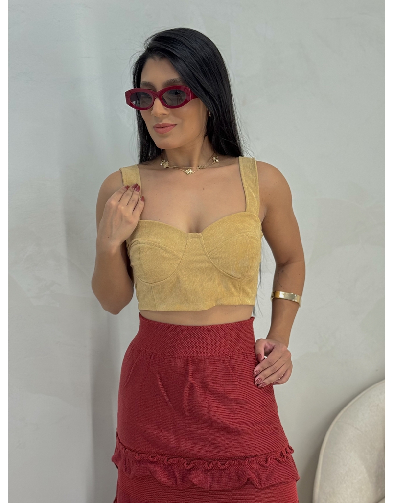 Cropped Cotelê Caqui