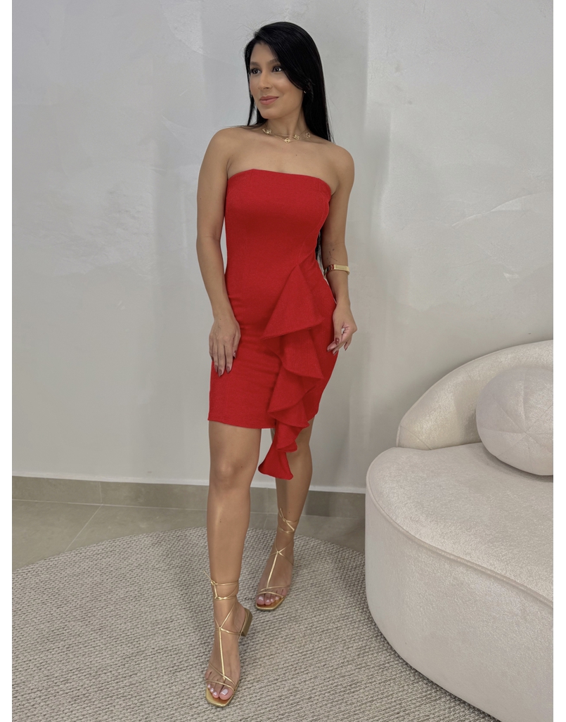 Vestido Babado Manuela Vermelho