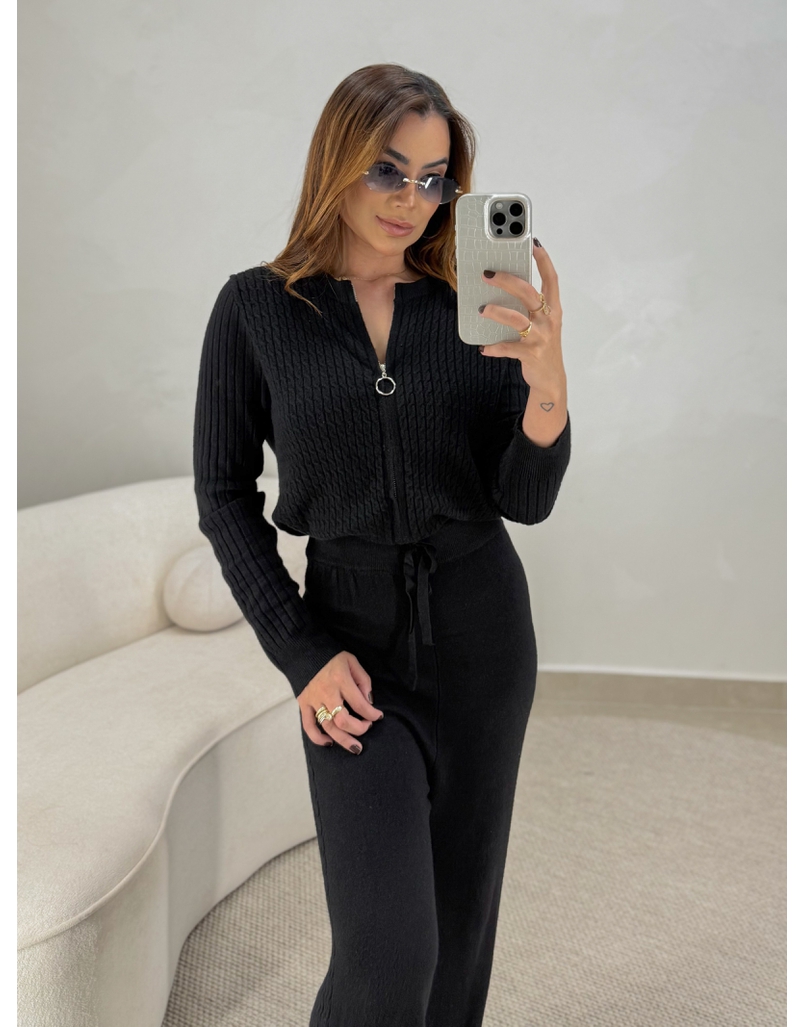 Conjunto Tricot Zíper Germana Preto