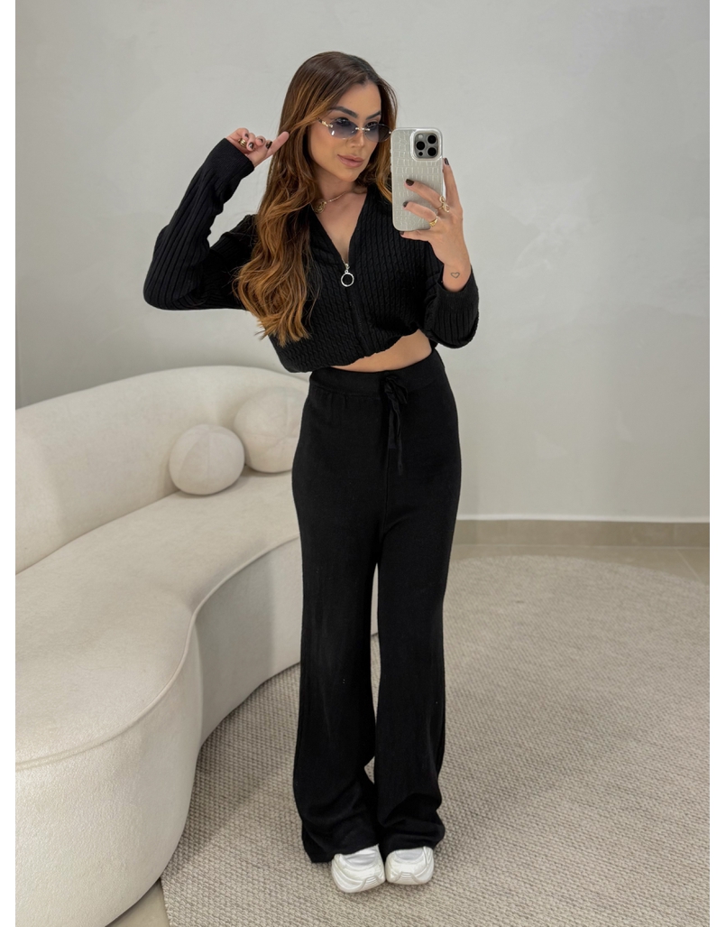 Conjunto Tricot Zíper Germana Preto