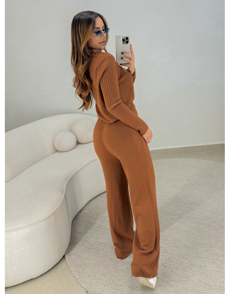 Conjunto Tricot Zíper Germana Telha