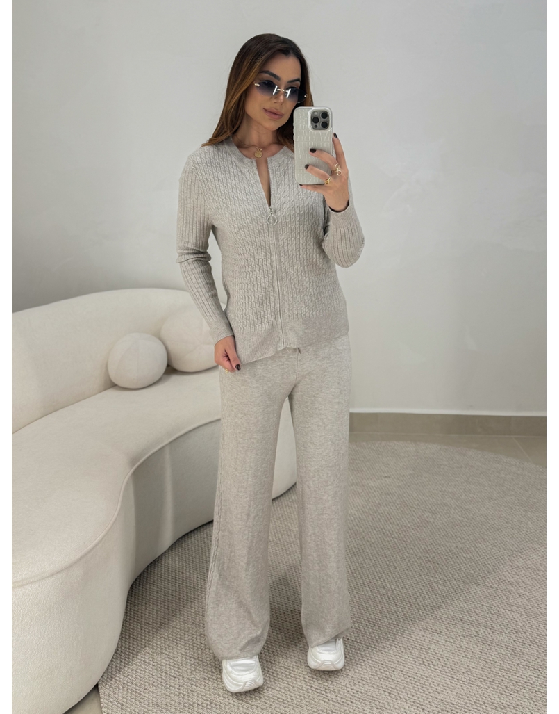Conjunto Tricot Zíper Germana Argila