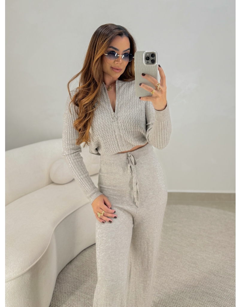 Conjunto Tricot Zíper Germana Argila
