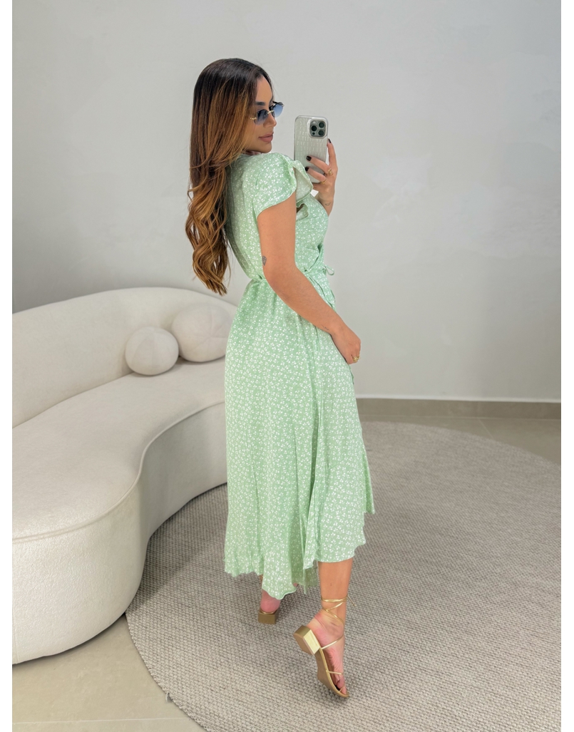 Vestido Envelope Estampado Verde