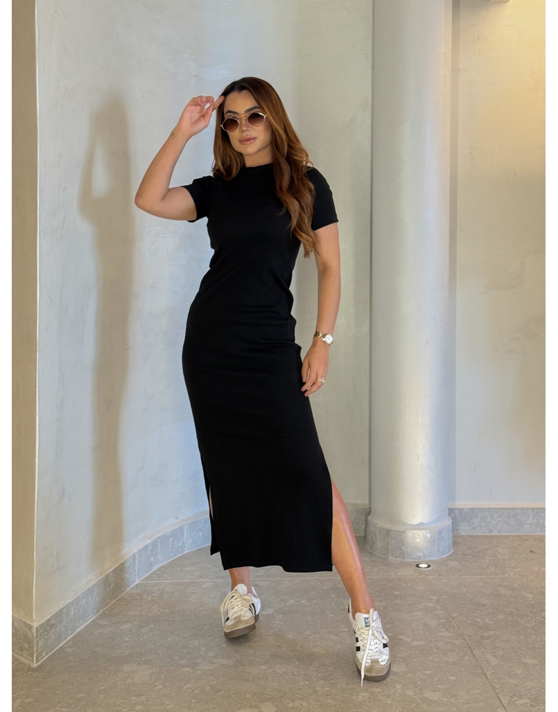 Vestido Canelado Chicago Preto
