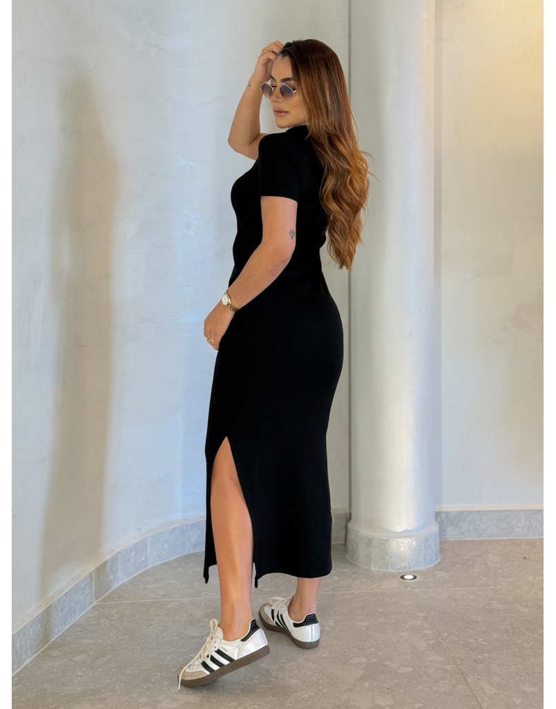 Vestido Canelado Chicago Preto