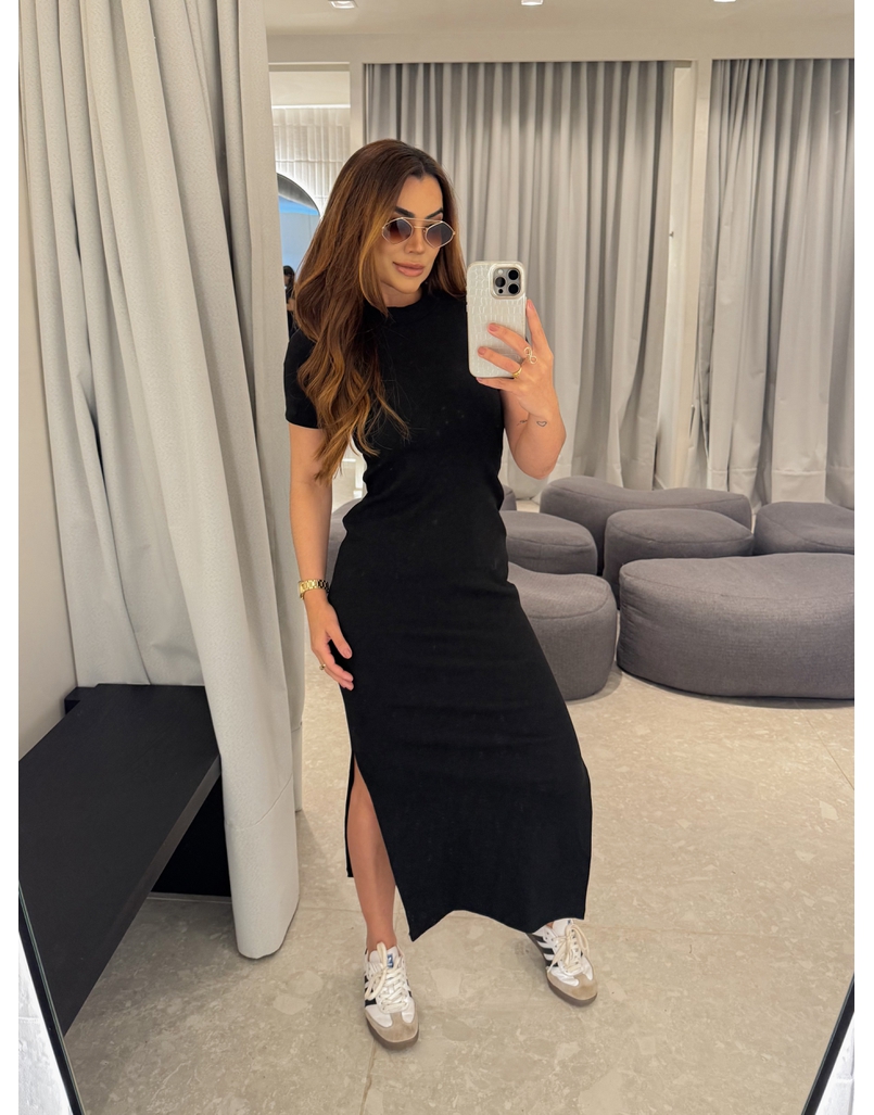 Vestido Canelado Chicago Preto