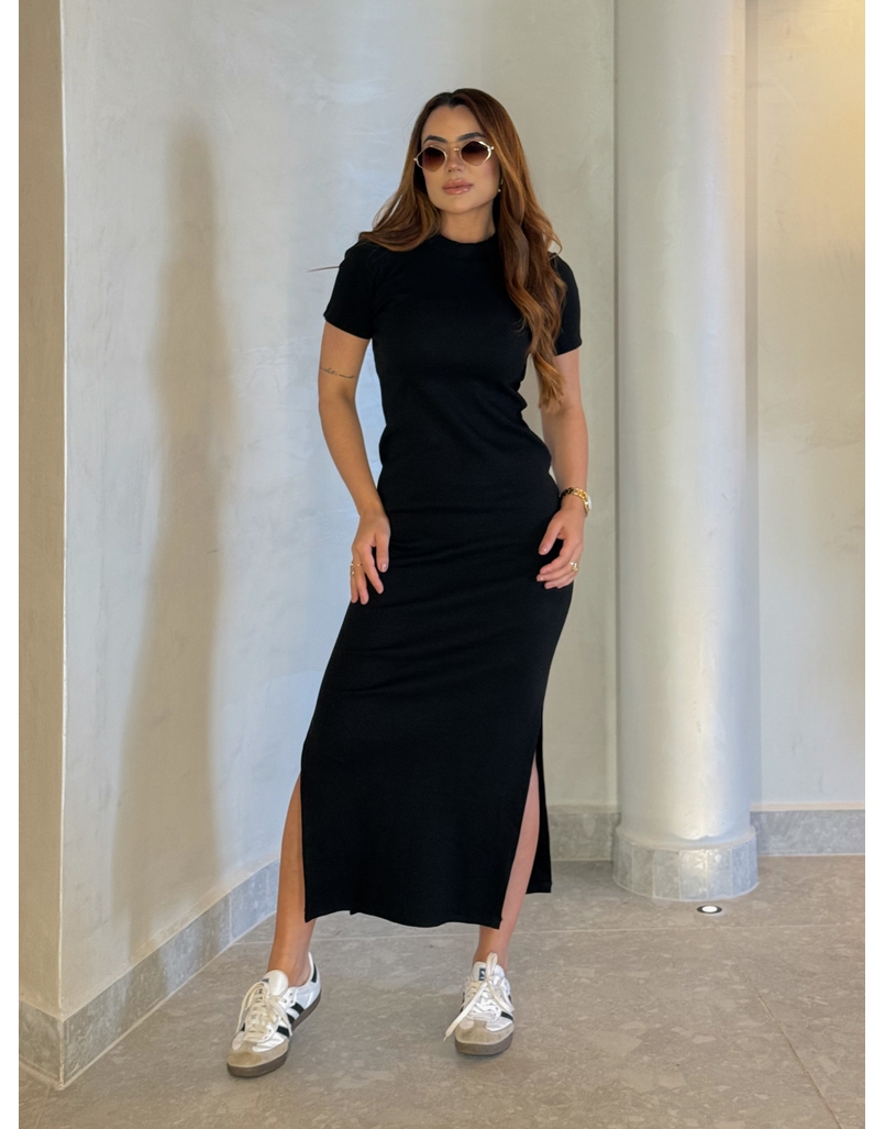 Vestido Canelado Chicago Preto