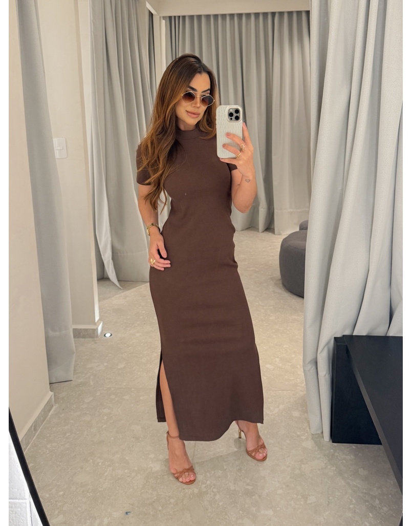 Vestido Canelado Chicago Café 