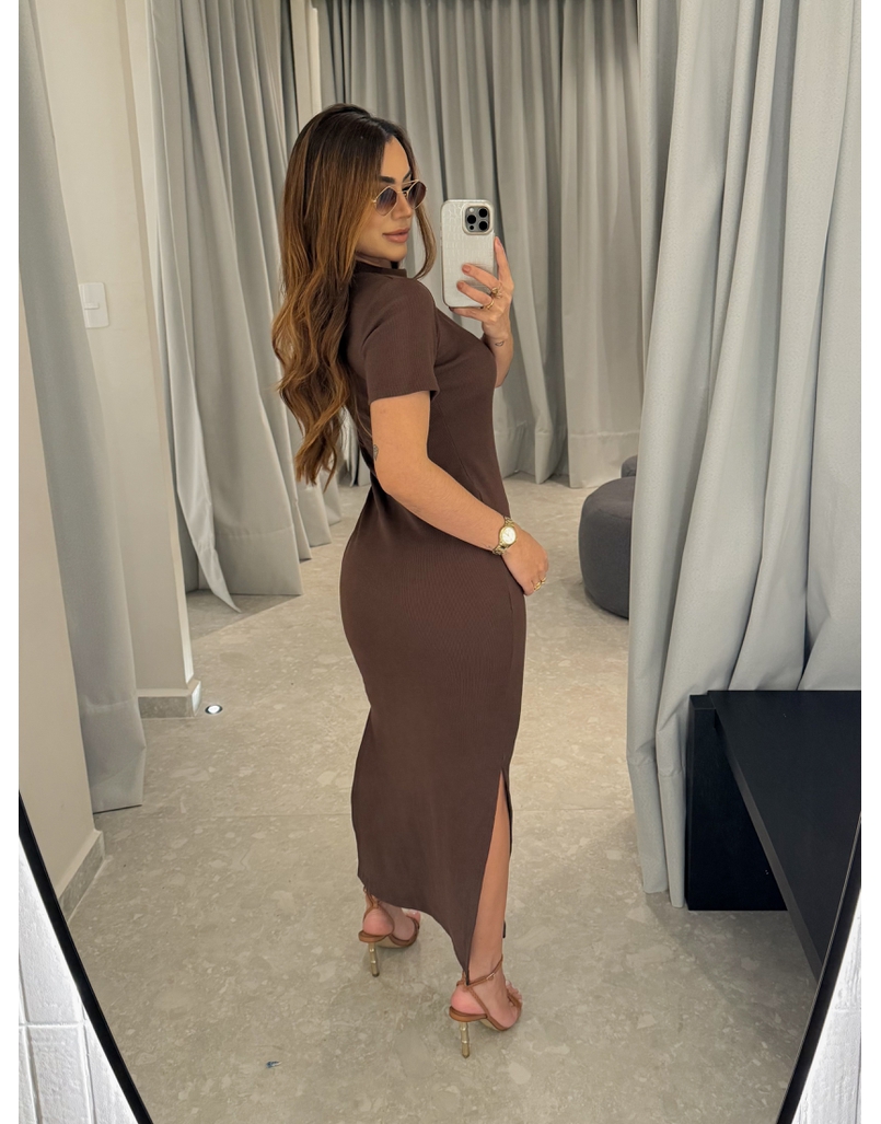 Vestido Canelado Chicago Café 