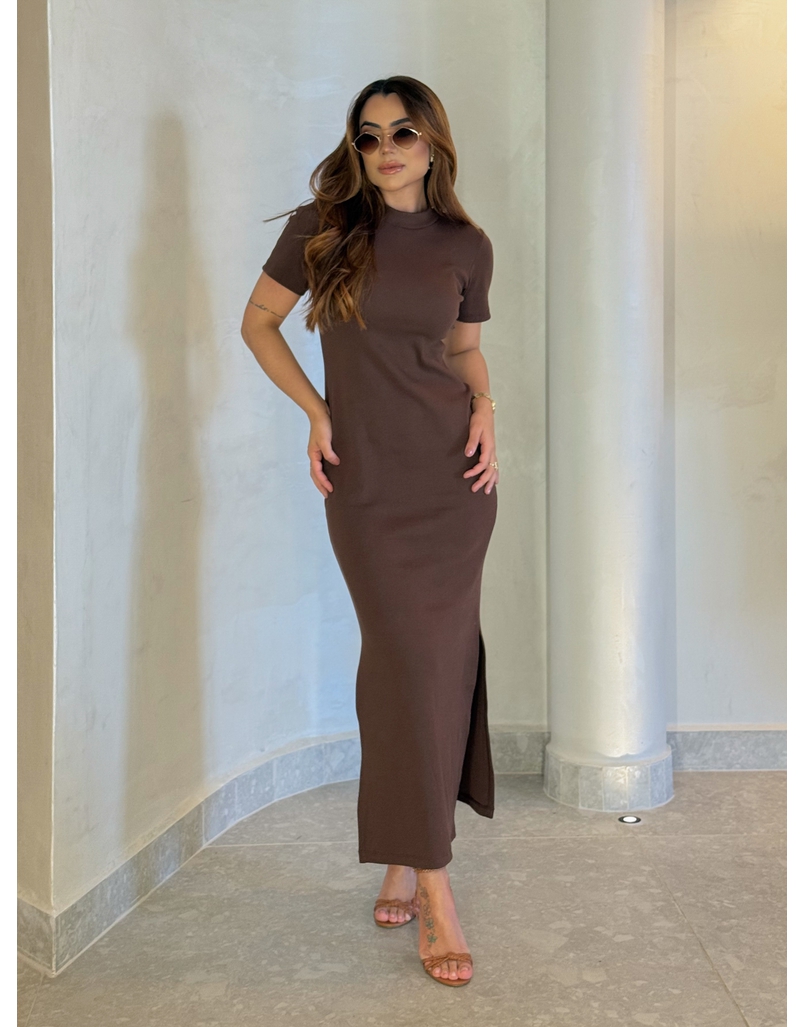 Vestido Canelado Chicago Café 