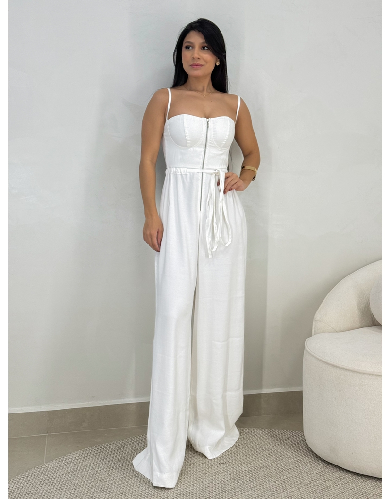 Macacão Pantalona Liz Branco 