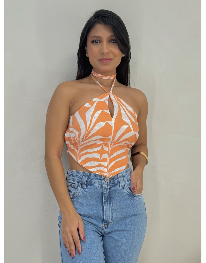 Cropped Estampado Letícia Laranja 