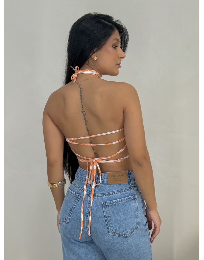 Cropped Estampado Letícia Laranja 