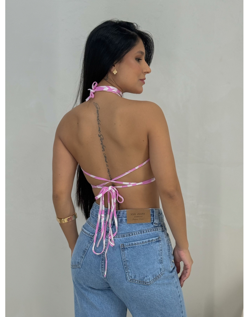 Cropped Estampado Letícia Rosa