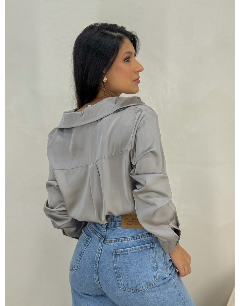Camisa Seda Cinza