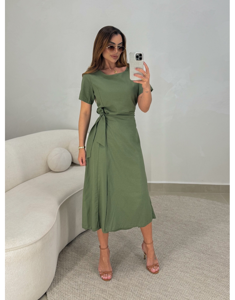 Vestido Linho Manguinha Amara Militar 