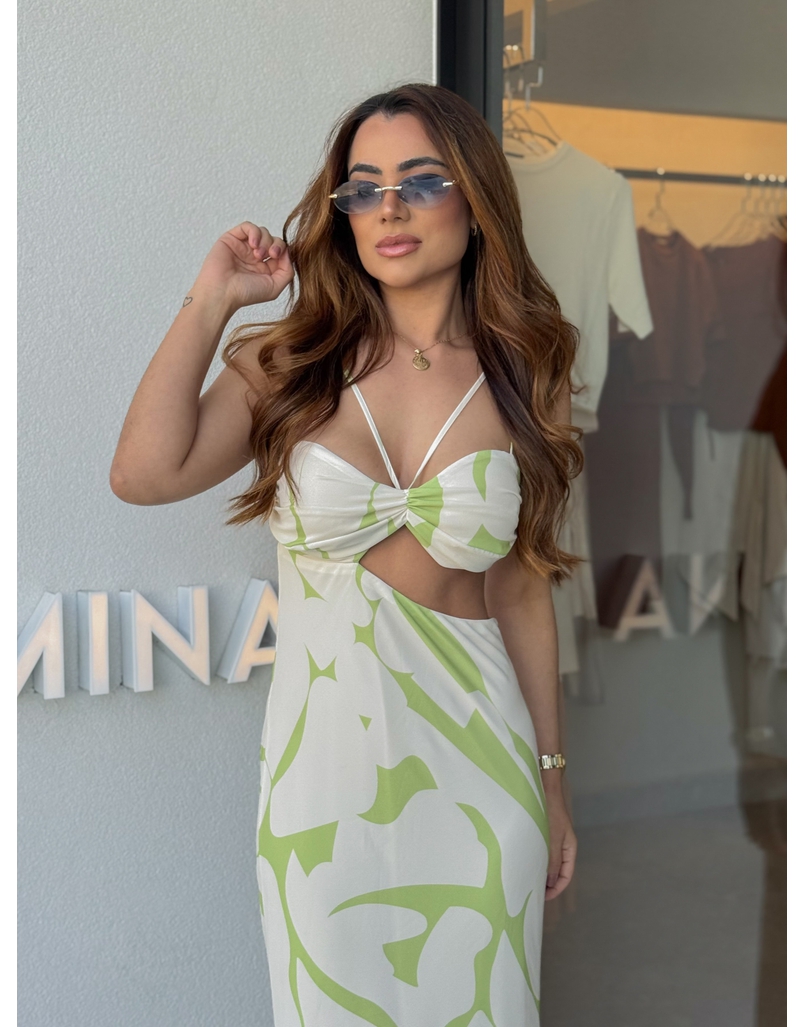 Vestido Midi Estampado Briana Verde