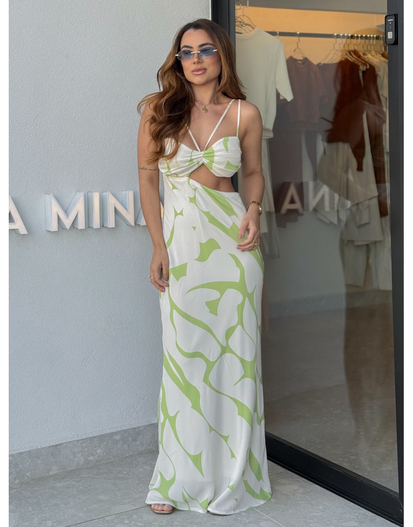 Vestido Midi Estampado Briana Verde