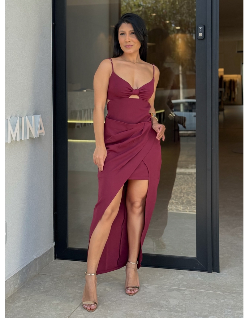 Vestido Midi Poliana Cereja 