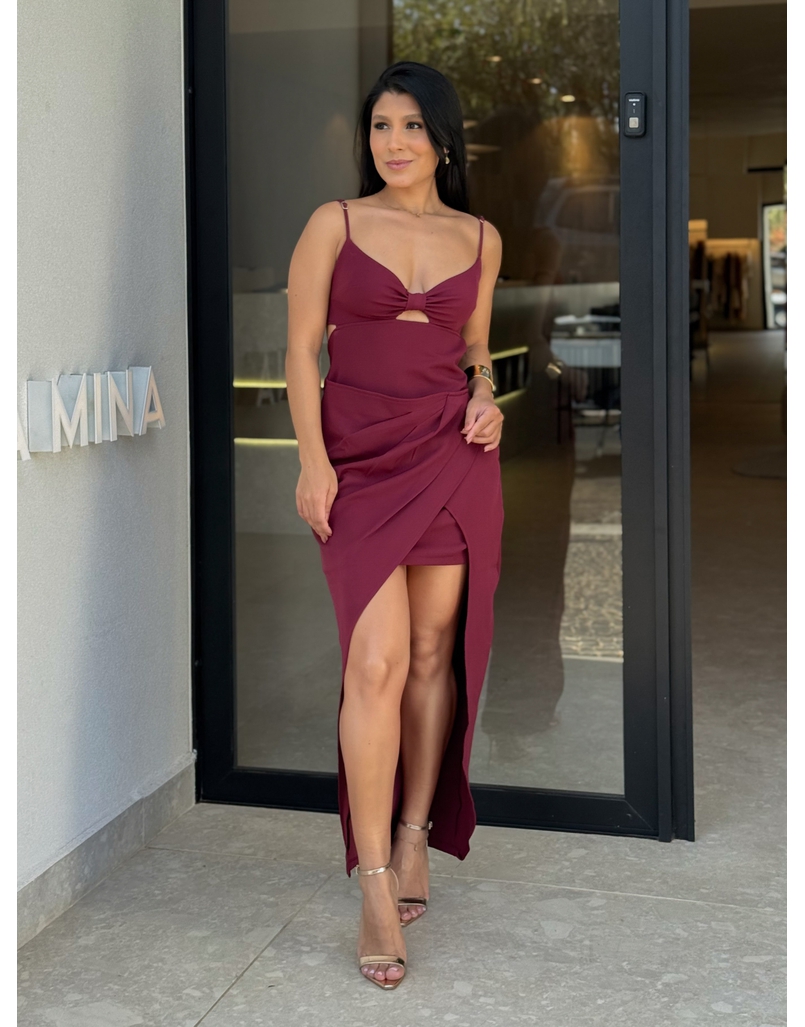 Vestido Midi Poliana Cereja 